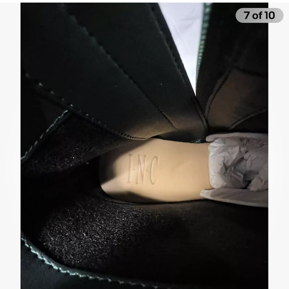 INC Womens Dasha Green Leather Ankle Booties Shoes 5.5 Medium Great Holiday Boot - Picture 6 of 7